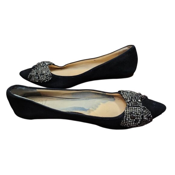 Tory Burch Black Sliver Rhinestone Bow Flats Women Size 8.5 M - Picture 8 of 15